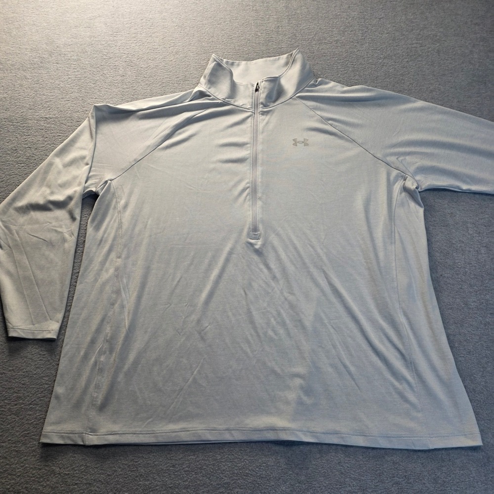 Under Armour 2XL Gray Quarter Zip Pullover Men Long Sleeve Training Athletic Top